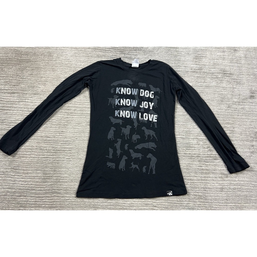 Dog Is Good Long Sleeve Shirt‎ Women Large Black Cotton no dog no joy no love